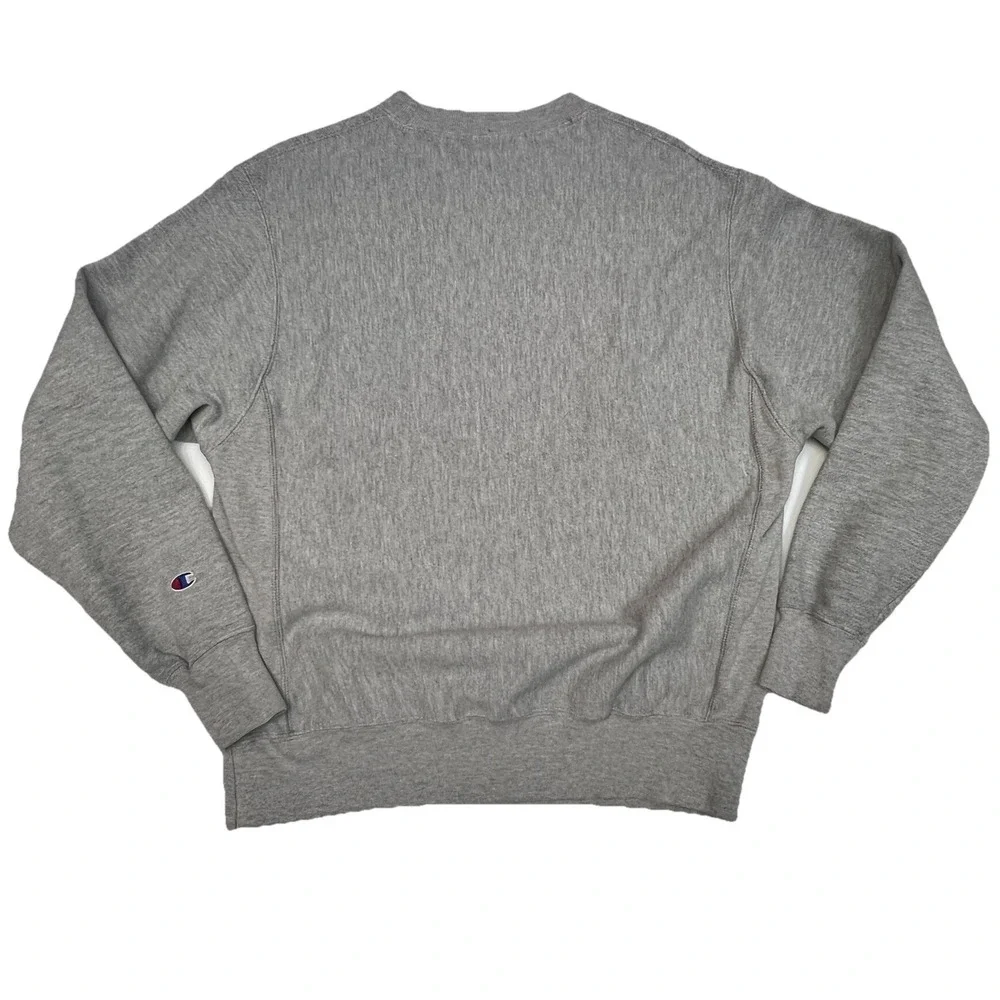 CHAMPION Reverse Weave Medium Gray Pullover Sweatshirt Embroidered Logo Y2K